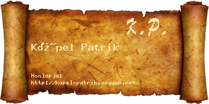 Kápel Patrik névjegykártya